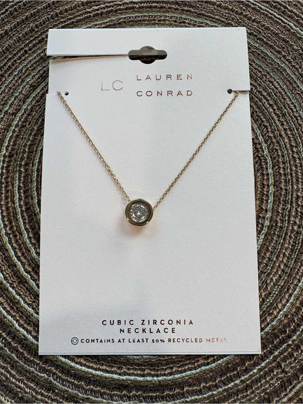 LC Lauren Conrad Gold Cubic Zirconia Bezel Pendant Necklace